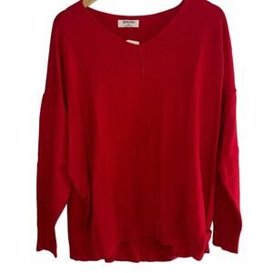 Zenana Cozy Warm Soft Long Sleeve Red V Neck Sweater Size XL NWT New